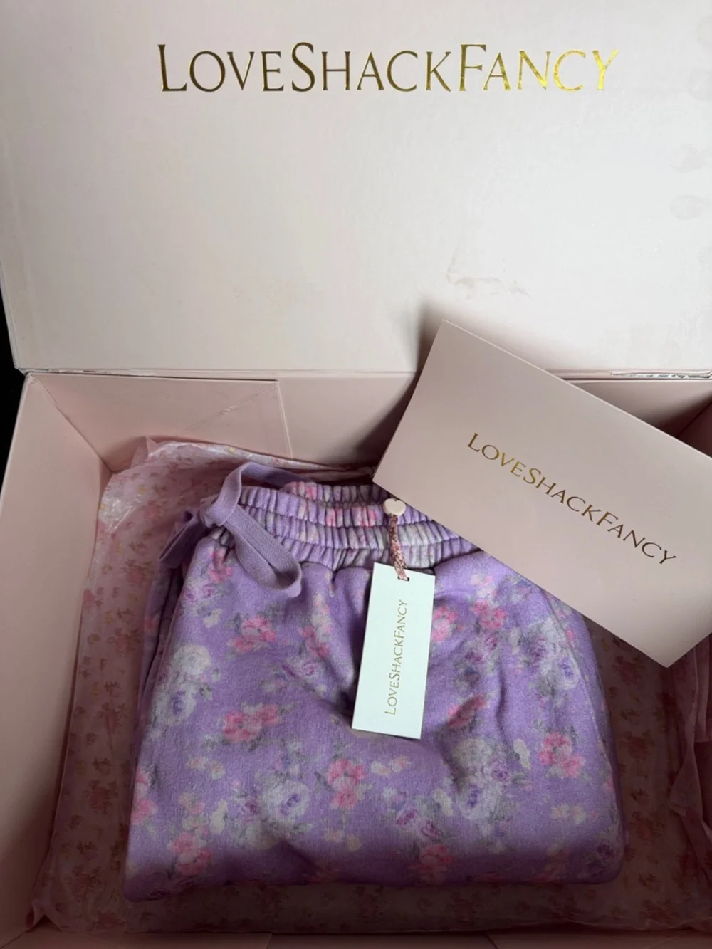 LoveShackFancy Lolana Floral Sweatpants in Hibiscus - Picture 7 of 8